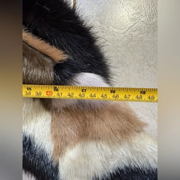 TopShop Multicolor Chevron Faux Fur Coat - Picture 9 of 13